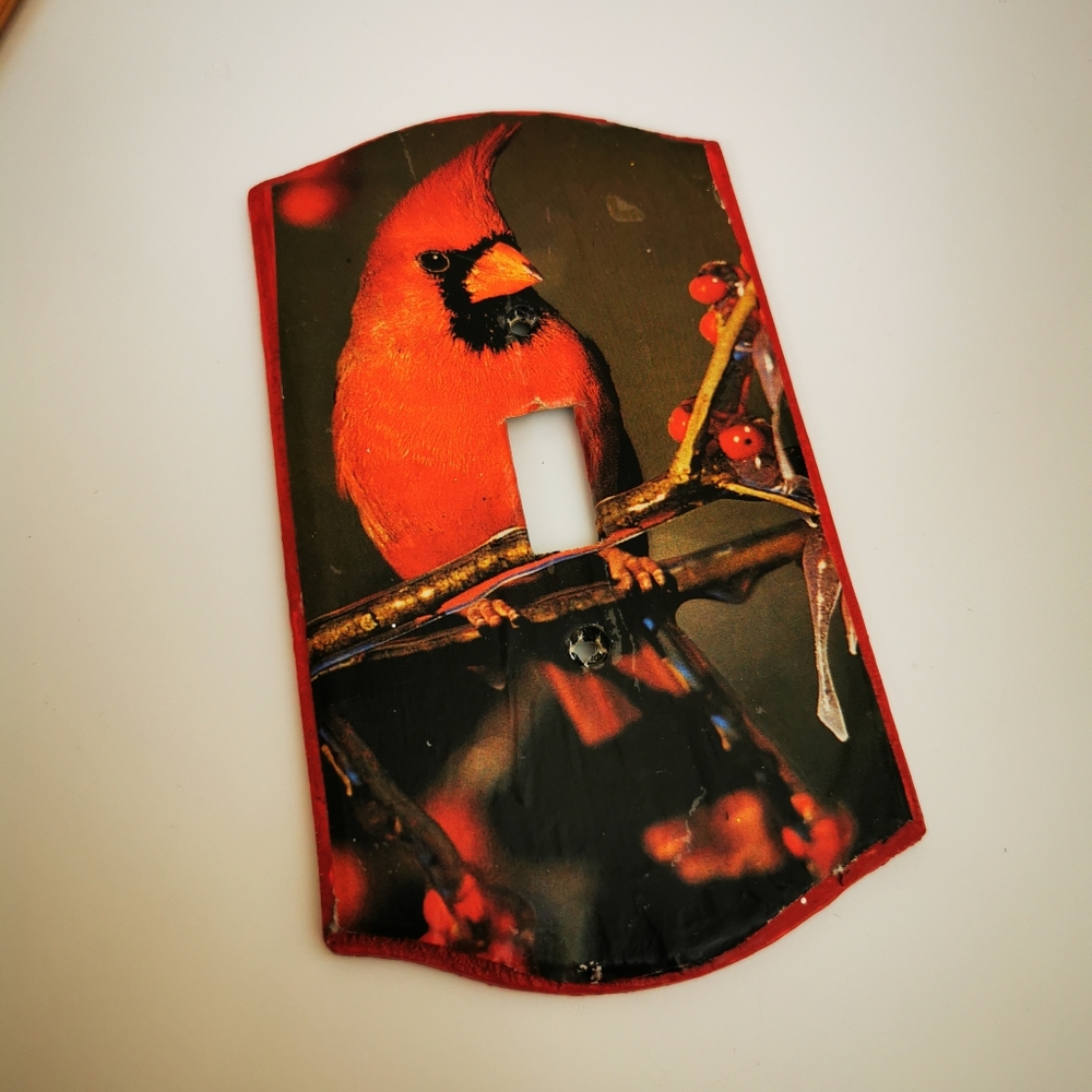 Decoupage on Painted Wood Cardinal Light Switch Plate